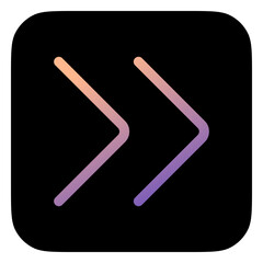 Vector double arrow chevron right icon. Black, white background. Perfect for app and web interfaces, infographics, presentations, marketing, etc.