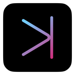 Vector arrow chevron with line right icon. Black, white background. Perfect for app and web interfaces, infographics, presentations, marketing, etc.