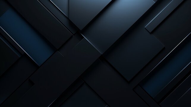 Modern Abstract Background in Black and Blue - Geometric Shapes - Squares, Triangles, Lines - Matte Finish - Ideal for Design Templates