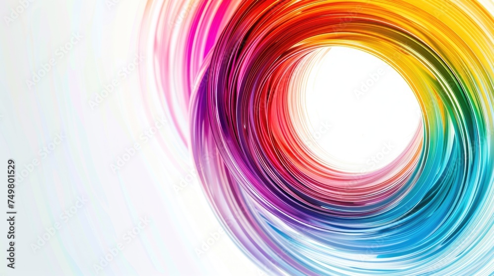 Poster Abstract swirl of colorful lines on a plain white background. Suitable for graphic design projects