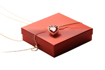 Red Box With Heart. A red box featuring a heart symbol on its surface. The heart is prominent against the vibrant red background of the box, creating a simple yet striking image.