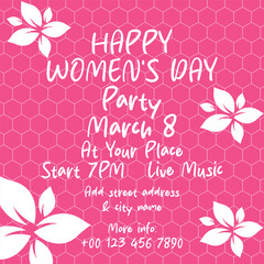 Women's day  party  poster flyer or social media post design