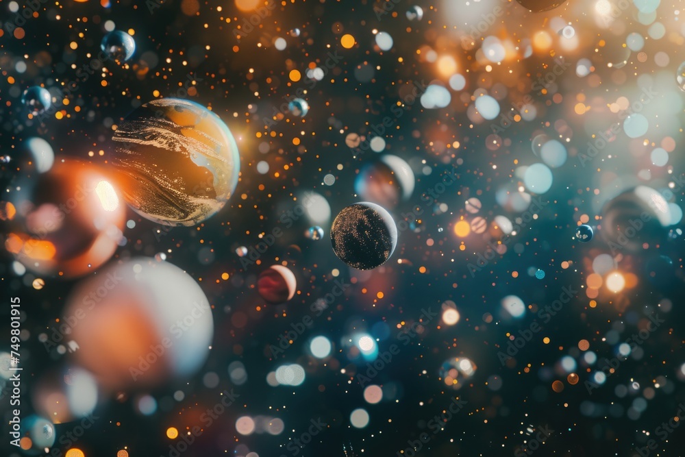 Poster A bunch of bubbles floating in the air, perfect for adding a dreamy touch to your projects