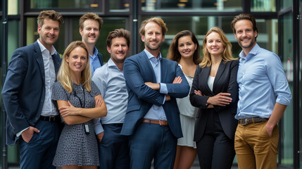 Fototapeta premium Portrait Of Business Team Outside Office