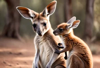Plexiglas foto achterwand kangaroo and baby © seema