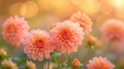 Pastel Orange Dahlia Autumn Flowers
