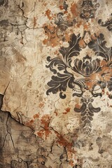 An old wall with a beautiful floral design. Perfect for background use