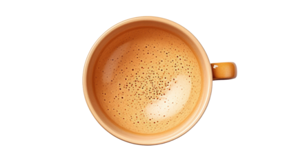 A Cup of Coffee. A white ceramic cup filled with steaming hot coffee sits on a plain white background. The cup is half-full, with wisps of steam rising from the top.