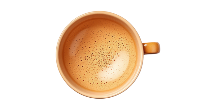 A Cup of Coffee. A white ceramic cup filled with steaming hot coffee sits on a plain white background. The cup is half-full, with wisps of steam rising from the top.