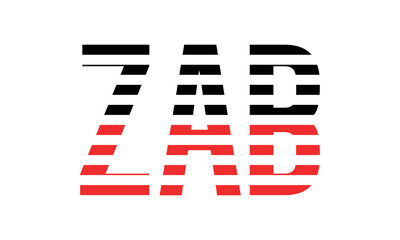 ZAB three initial letter iconic line negative space minimal logo design vector template. monogram, abstract, wordmark, business, typography, minimalist, brand, company, flat, modern, unique, simple