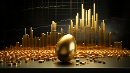 Golden egg stock ,Investing in stocks gives good returns, investing in stocks has good growth, Value investor. - obrazy, fototapety, plakaty
