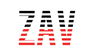 ZAV three initial letter iconic line negative space minimal logo design vector template. monogram, abstract, wordmark, business, typography, minimalist, brand, company, flat, modern, unique, simple