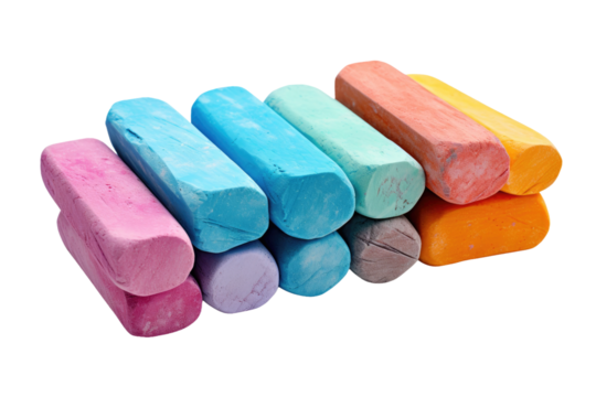 Group of Colored Chalks Stacked Together. Several colored chalks are neatly arranged on top of each other, creating a vibrant and visually appealing composition.
