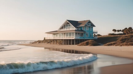 Obraz premium Baywatch house on the beach from Generative AI