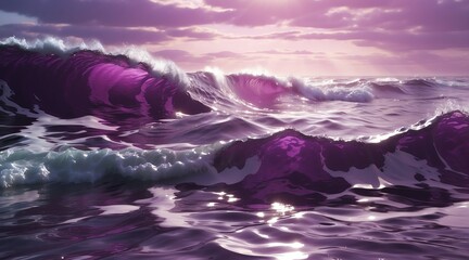 Purple sea ocean waves water texture from Generative AI