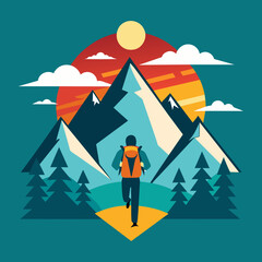 T-Shirt Sticker Design of a bold minimalist graphic capturing the spirit of adventure