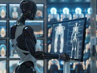 Humanoid studying human body