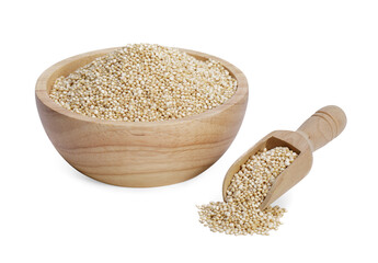 Healthy white quinoa seeds isolated, Healthy food habits and concept of balanced diet, PNG transparency with shadow