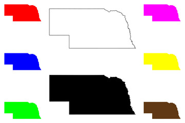 State of Nebraska (United States of America, USA or U.S.A.) silhouette and outline map