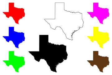 State of Texas (United States of America, USA or U.S.A.) silhouette and outline map