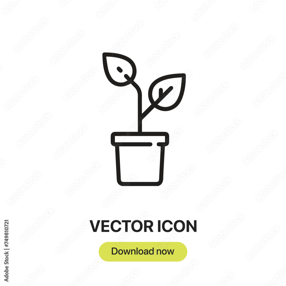 Leinwandbilder plant icon vector. linear-style sign for mobile concept and web design. plant symbol illustration. p