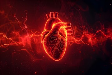 Anatomical Heart in Motion with Flickering Light Effect - obrazy, fototapety, plakaty