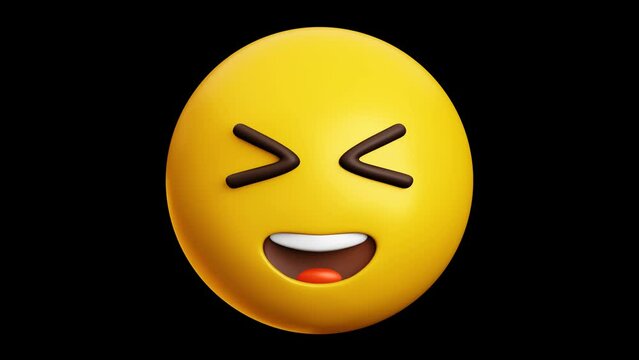 Tightly closed eyes, Happy emoji, 3d emoticon animation, Alpha channel, Transparent video