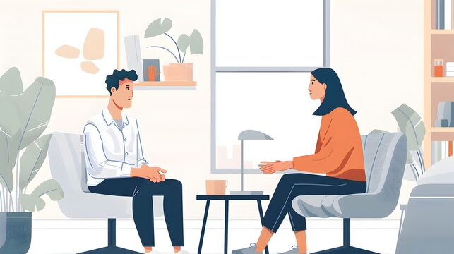 Counseling Session Illustration in Drugcore Style