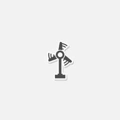 Wind turbine icon sticker isolated on gray background