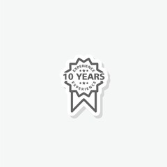  Ten years experience vector icon sticker isolated on gray background