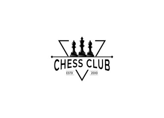 Vintage style chess logo design vector.