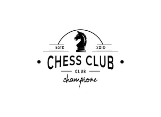 Vintage style chess logo design vector.