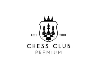 Vintage style chess logo design vector.