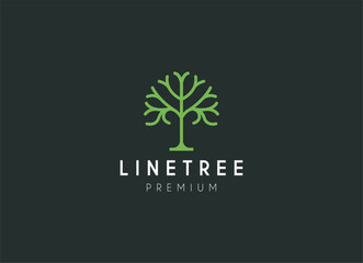 Organic Tree nature symbols. Tree branch with leaves signs. Natural plant design elements emblems. Vector illustration.