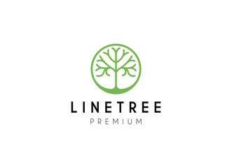 Organic Tree nature symbols. Tree branch with leaves signs. Natural plant design elements emblems. Vector illustration.