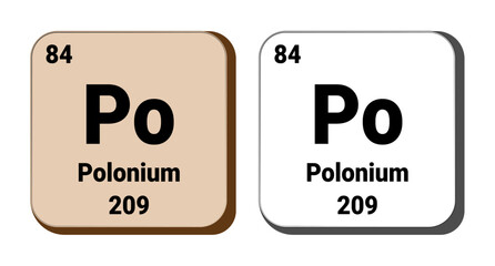 Po, Polonium element vector icon, periodic table element. Vector illustration EPS 10 File. Isolated on white background.