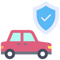 Car with shield symbol icon, car accident and safety related vector illustration