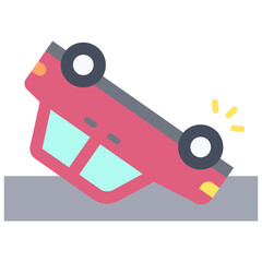 Overturned car icon, car accident and safety related vector illustration