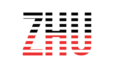 ZHU three initial letter iconic line negative space minimal logo design vector template. monogram, abstract, wordmark, business, typography, minimalist, brand, company, flat, modern, unique, simple