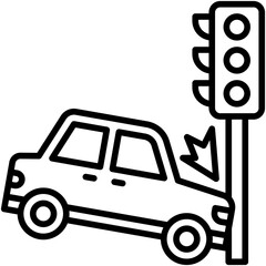Car crashed into a traffic light pole icon, car accident and safety related vector illustration