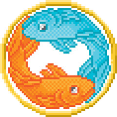 Fototapeta premium Zodiac Horoscope Astrology Pisces Pixel Art Sign