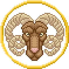Fototapeta premium Zodiac Horoscope Astrology Aries Pixel Art Sign