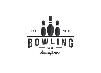 Vintage bowling logo design. Bowling club tournament logo design. 
