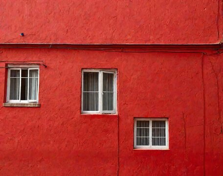 1. Great landscape picture of the building with red walls and windows. 