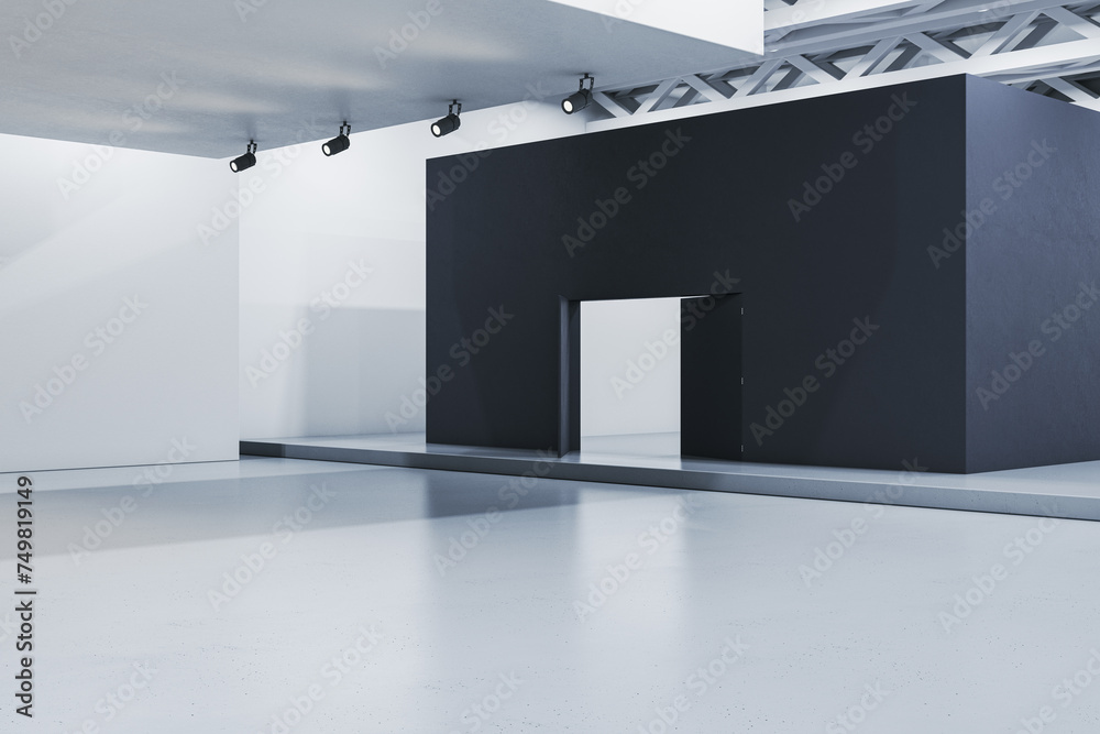 Aufkleber modern gallery interior with mock up place on walls. 3d rendering.