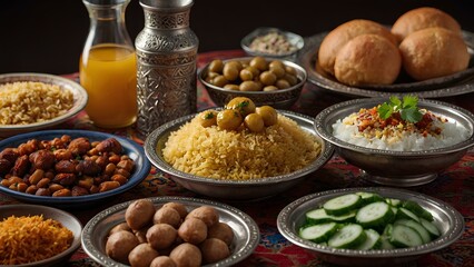 Middle Eastern Suhoor or Iftar meal

