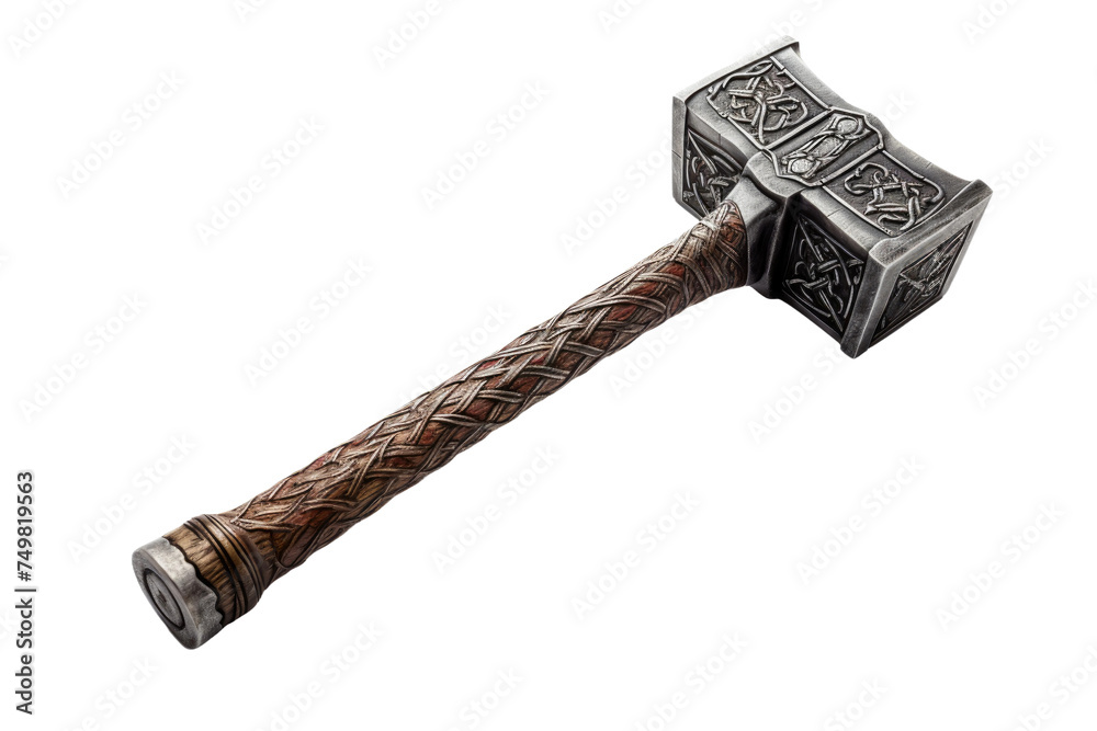 Wall mural vintage wooden handled axe. an old style axe with a wooden handle is shown in close-up. the weathere