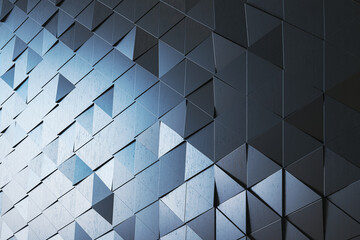 Abstract sparkling gray triangular landing page background. 3D Rendering.