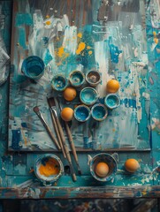 background paint brushes on a colorful palette