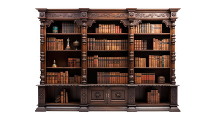 bookcase Interior design concept furniture for living isolated on clear png background and transparent background, AI generative.	